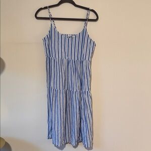 GAP Blue and White Striped Midi Dress